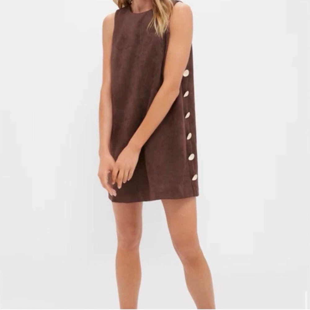 Tuckernuck Hyacinth House Chocolate Faux Suede Button Bitsy Dress